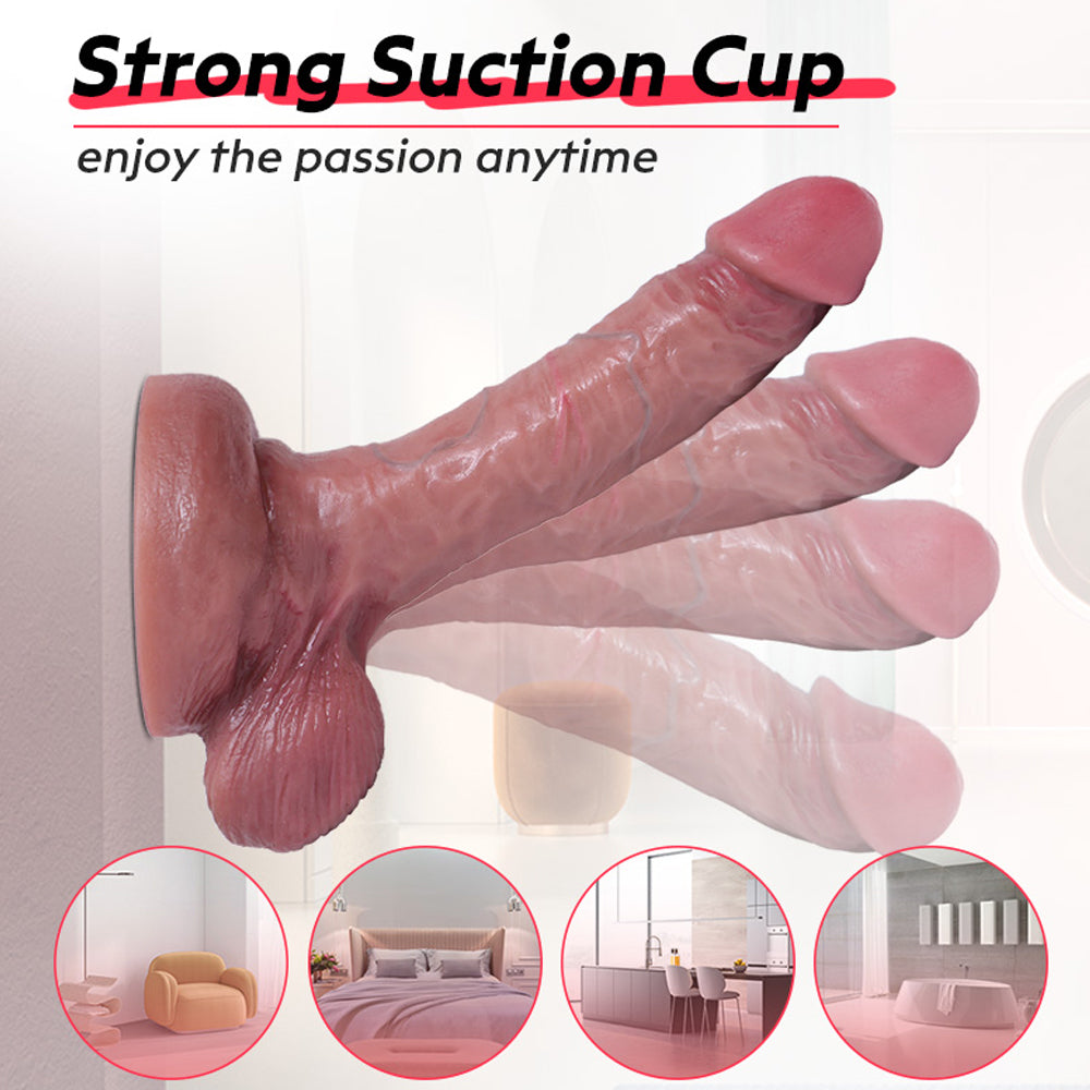 Realistic Dark Brown Dildo Double Silicone Sucker Allovers Dildo