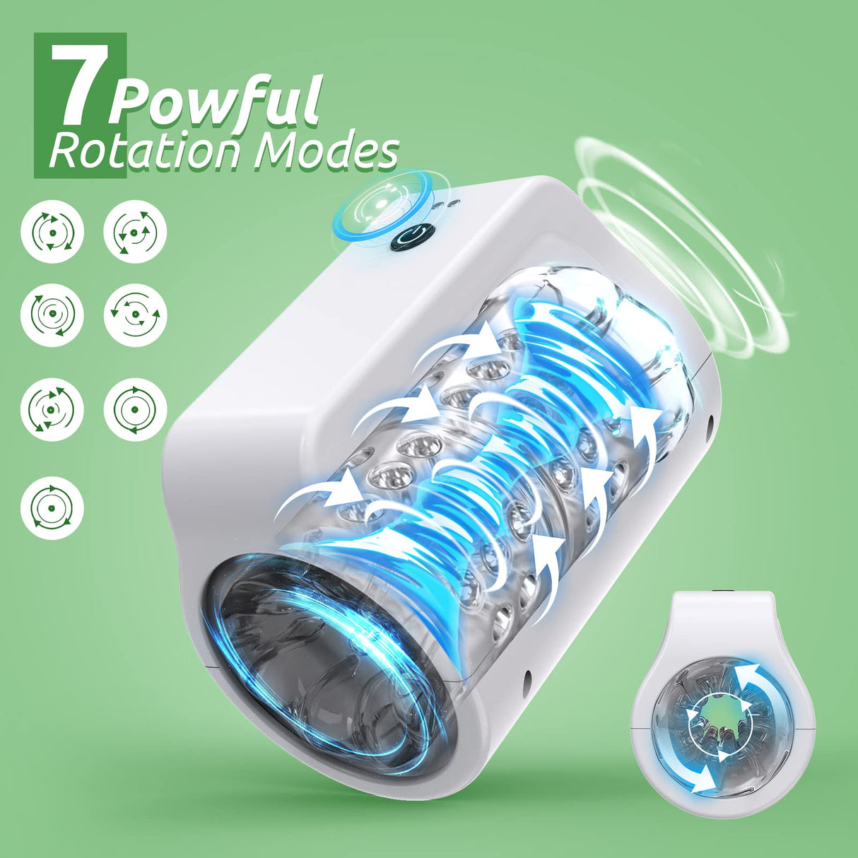 Automatic Male Masturbators - Open-Ended Penis Vibrator 7 Rotating Modes for Penis Stimulation