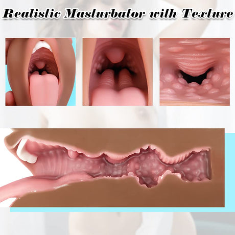 Double Hole Realistic Pocket Pussy Soft Texture Male Blowjob Sex Toy-3