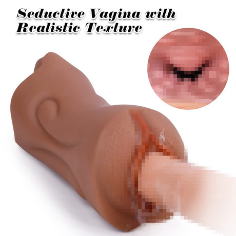 Double Hole Realistic Pocket Pussy Soft Texture Male Blowjob Sex Toy-4