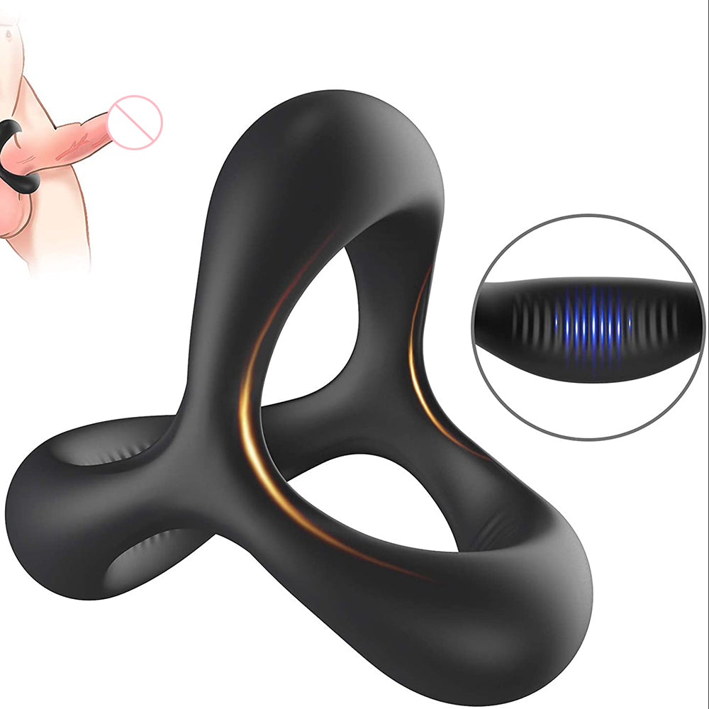 Three-In-One Lock Ring Silicone Penis Vibration Delay Ring