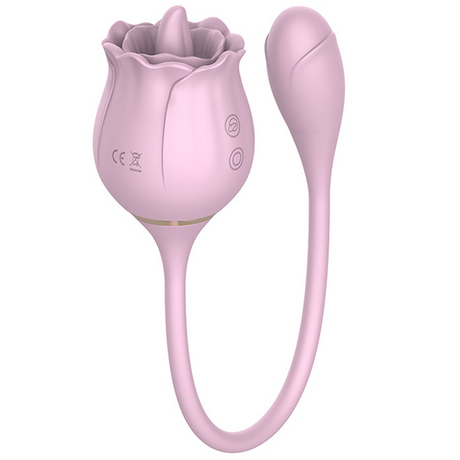 Pink Rose Vibrator - 9 Vibration Tongue Vibrator with Vibrating Egg