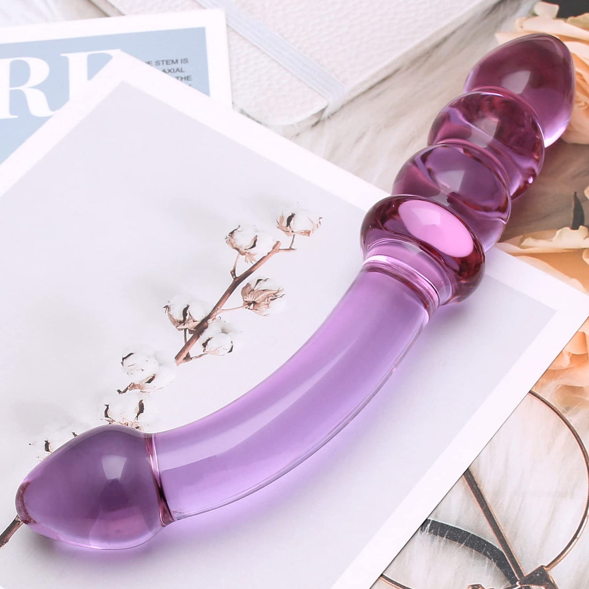 Purple & Pink & Transparent Crystal Glass Dildo G-spot Massager