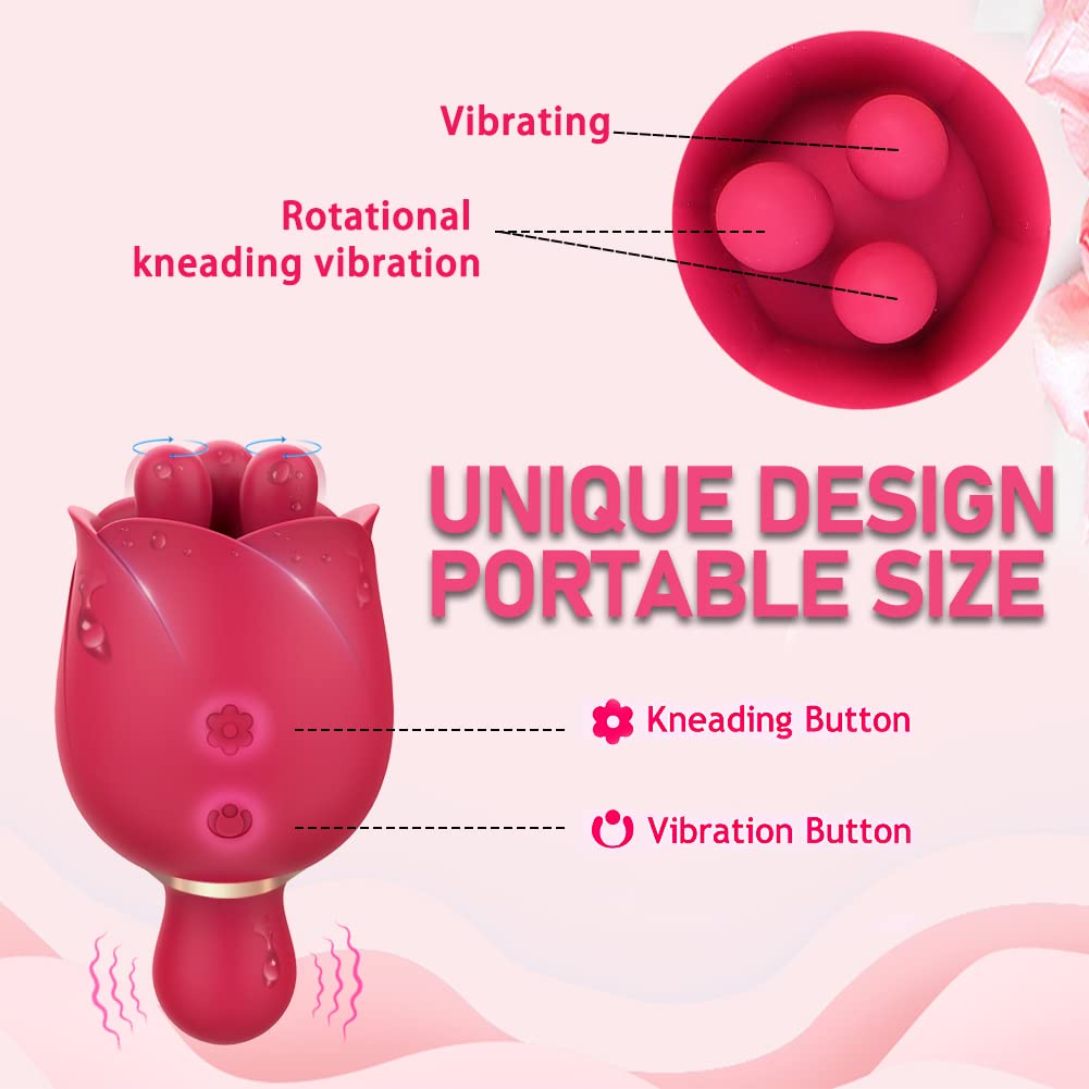 2 in 1 Rose Sex Toy for Women Clit Tongue Licking Rose Vibrator