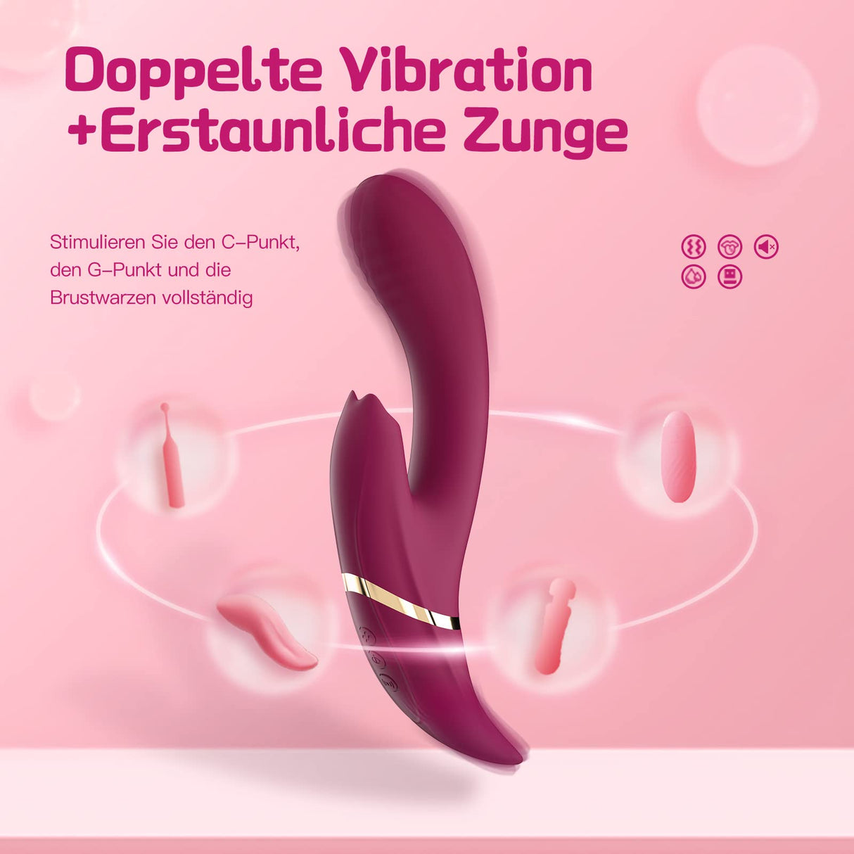 Purple Dildo | Allovers Thrusting Dildo Vibrating Suction Tongue Vibrator