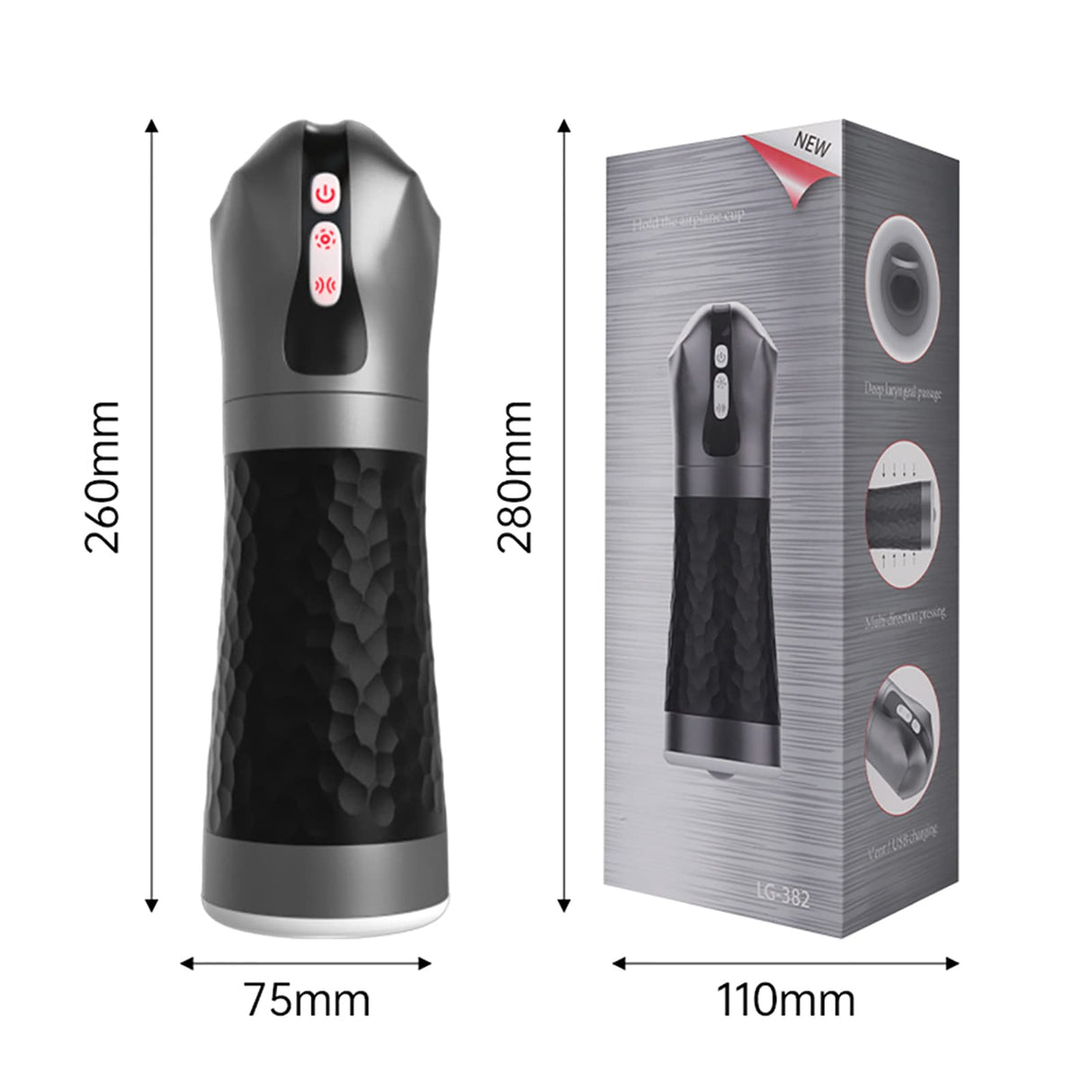 LUOGE 10 Vibrating 5 Sucking Male Sex Toy & Tongue Lick 2 in 1, Heating Voice Toy