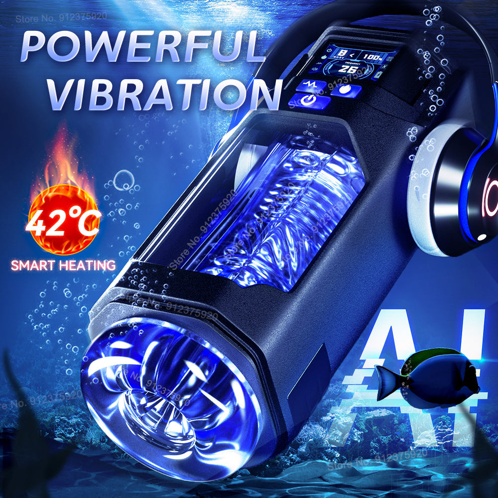 Explorer-X 9 Vibration Sucking Automatic Male Masturbator with Heating & X Lcd Monitor