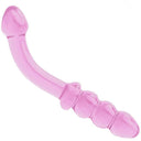 Dildo masajeador de punto G de cristal de vidrio púrpura, rosa y transparente