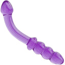 Dildo masajeador de punto G de cristal de vidrio púrpura, rosa y transparente