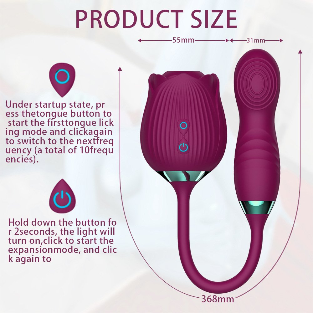 The Rose Vibrator for Women with Retractable Vibrating Egg-7
