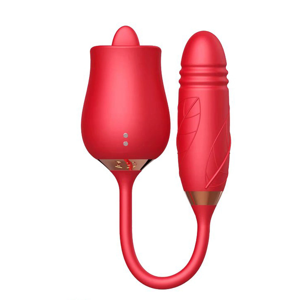 Rose Vibrator Tongue Licking Nipple Vibrator with Thrusting Vibrator
