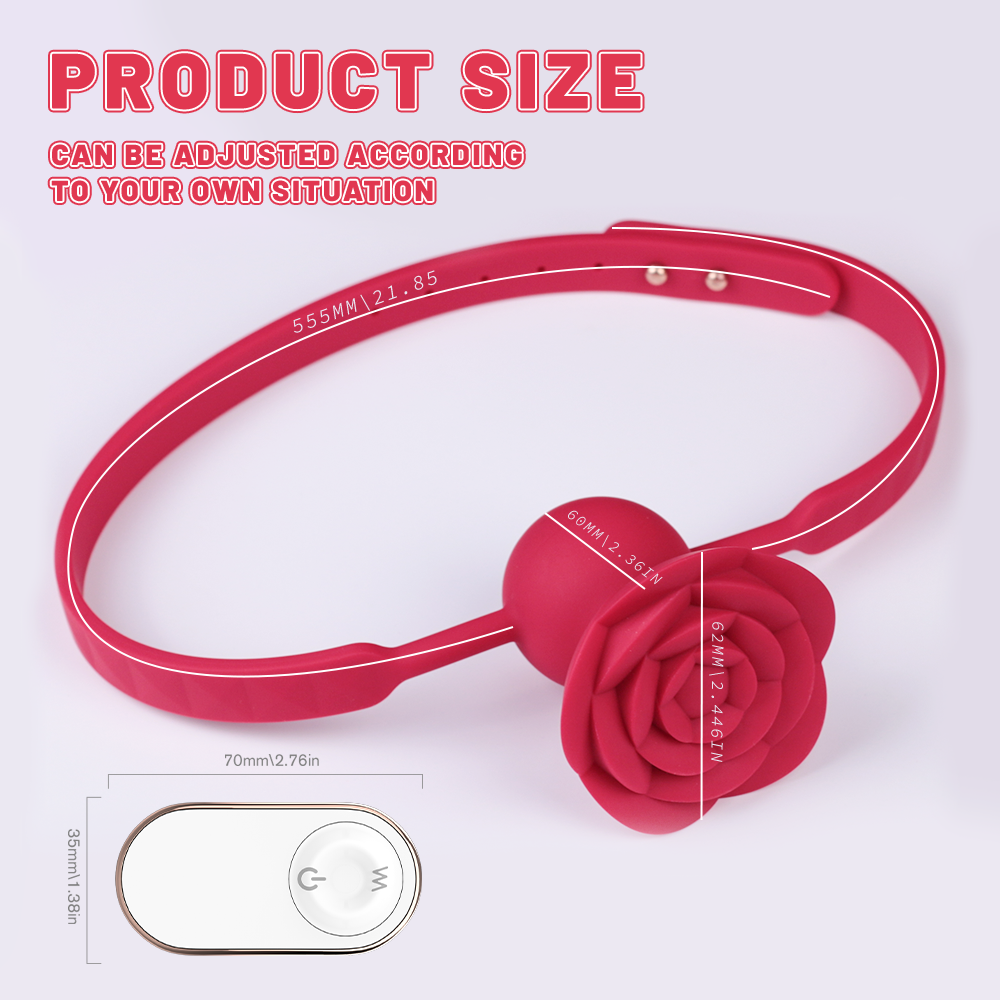 Muffle your screams in style with the rose vibrating ball gag.