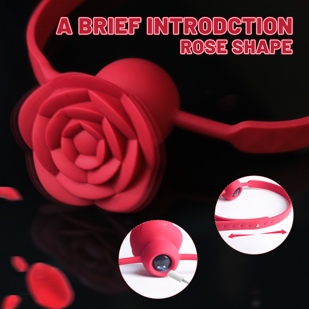 Muffle your screams in style with the rose vibrating ball gag.