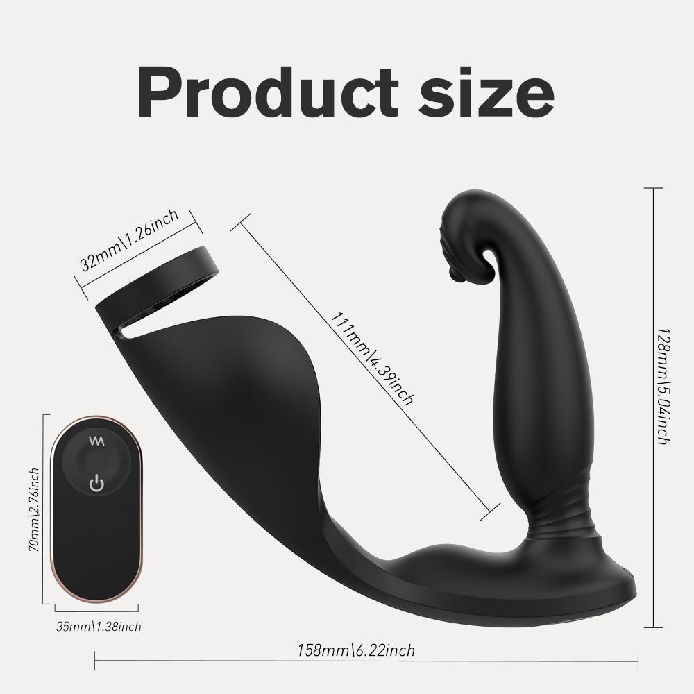 Showeggs 9-Frequency Vibrating & Thrusting Double Motor Silicone Prostate Massager with Remote Control