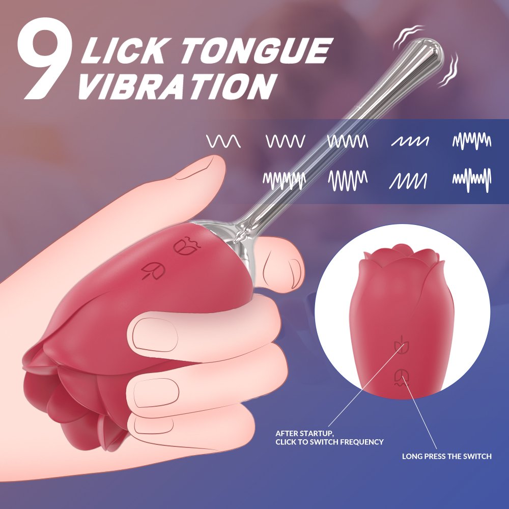 Rose Stick Vibrator Double Stimulation with Tongue Vibrator