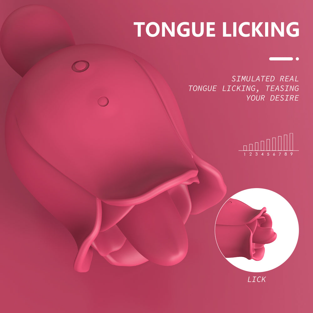 9 Frequency Rose Vibrators Vibrating Tongue Clitoris Stimulator